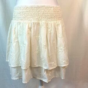 Express White High Waisted Tiered Eyelet Lace Mini Skirt-NWT